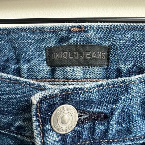 Uniqlo Wide Fit Tapered Leg Jeans Unisex Size 30 High Rise 100% Cotton 65 Blue - Picture 8 of 15